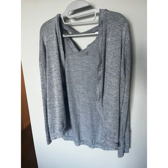 Athleta size XS extra small pose gray cardigan sweater open back detail - Picture 2 of 5